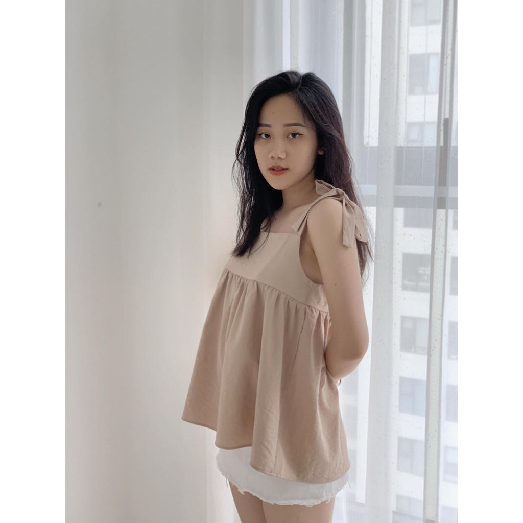 áo baby doll 2 dây to buộc nơ TKA226 1994closet