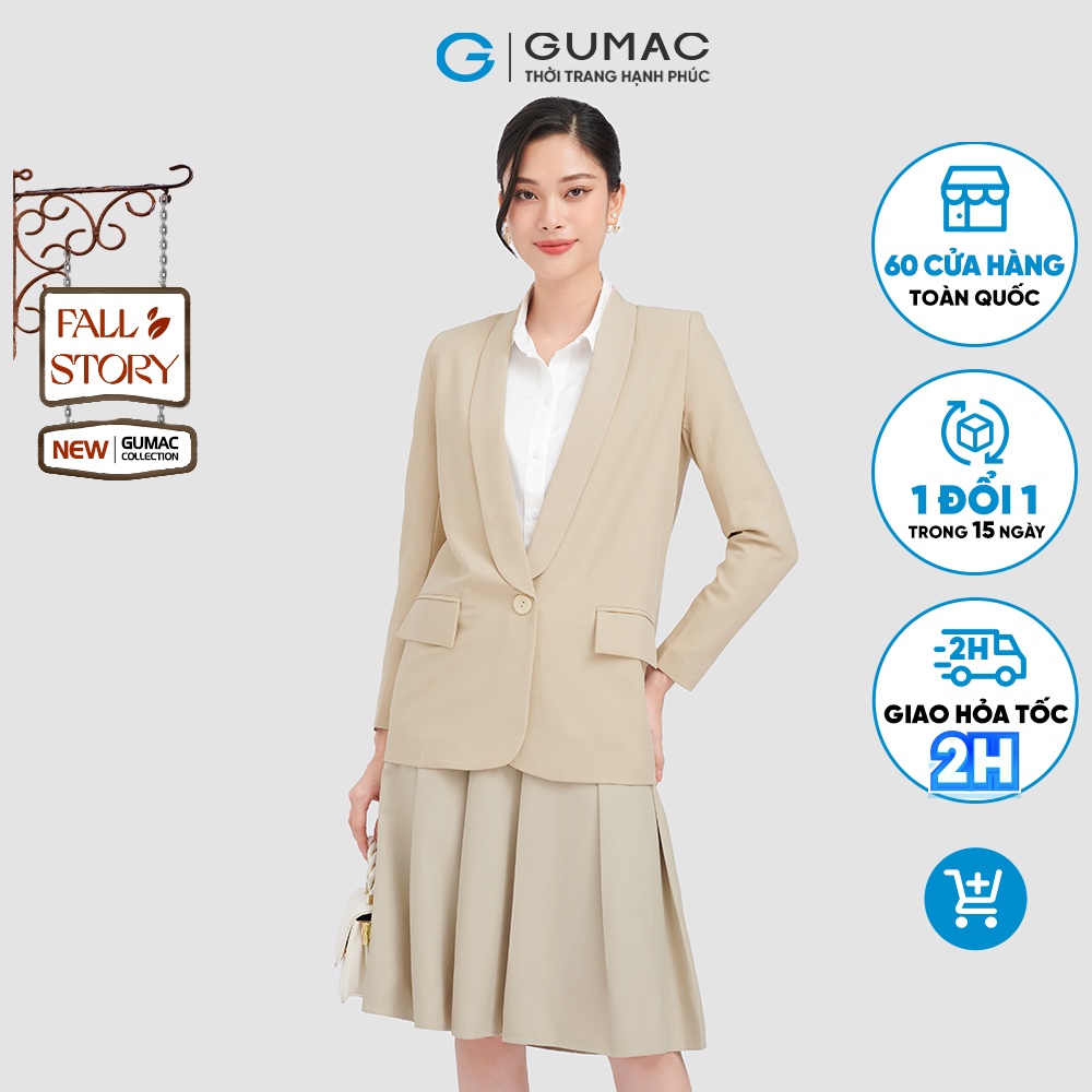 Áo blazer nữ tay kiểu thời trang GUMAC màu đen AC09004