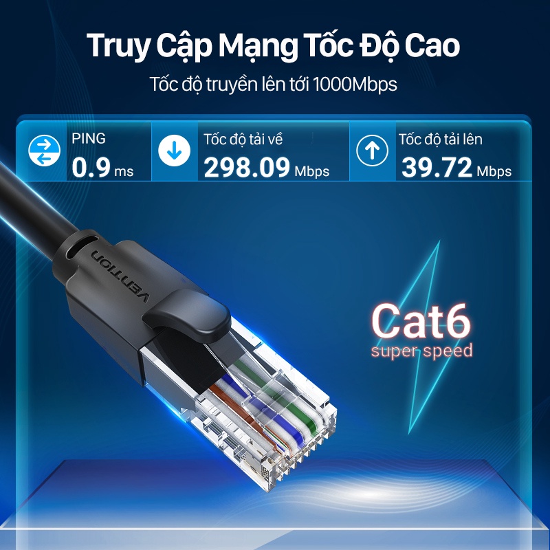 Dây mạng bấm sẵn 2 đầu Cat6 5m 10m 15m tốc độ cao pc Dây cáp mạng Lan ngoài trời UTP CAT 6 RJ45 Vention