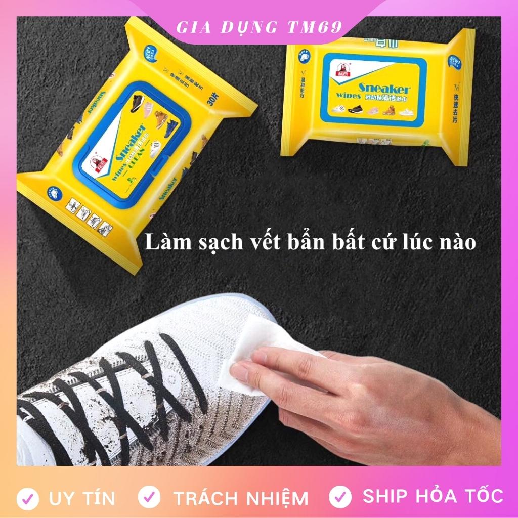 Giấy Lau Giày Sneaker Siêu Sạch Hộp 30 Tờ Không Hoá Chất Làm Hại Vải, Khăn Ướt Lau Giày Tiện Lợi