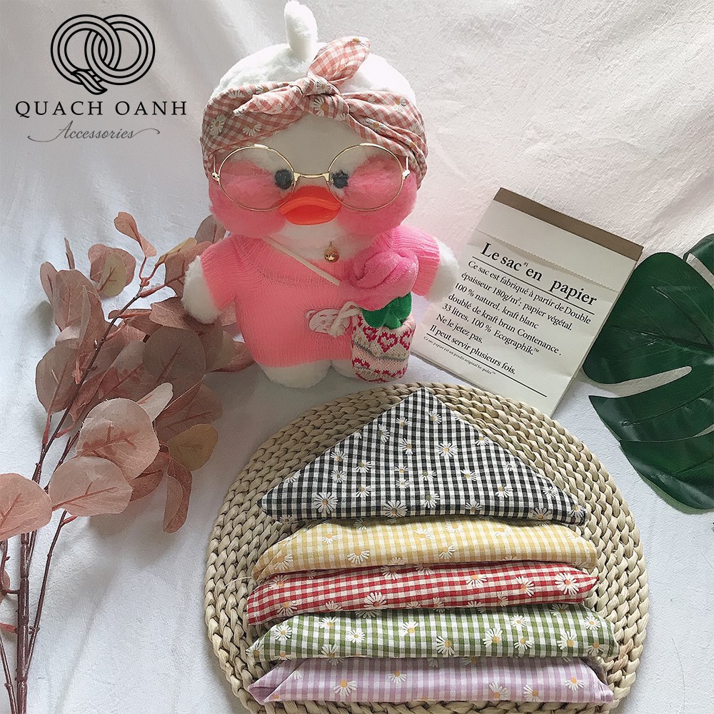 Khăn Bandana buộc cổ, buộc đầu họa tiết kẻ cúc nhỏ xinh xắn - BAND20