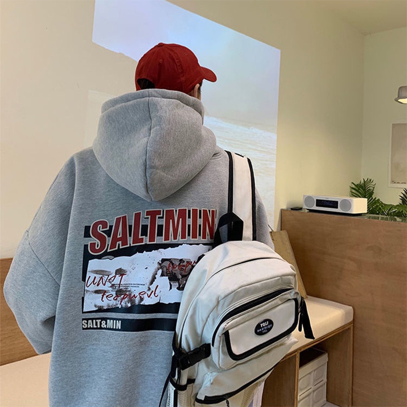 Áo hoodie AOKANG lót nhung dày dáng rộng phong cách hip hop năng động thời trang dành cho nam