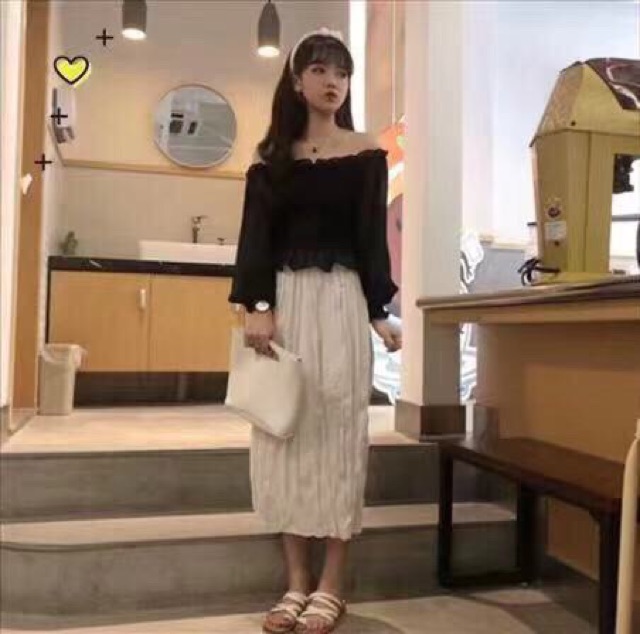 Áo trễ vai tiểu thư - áo bánh bèo quảng châu