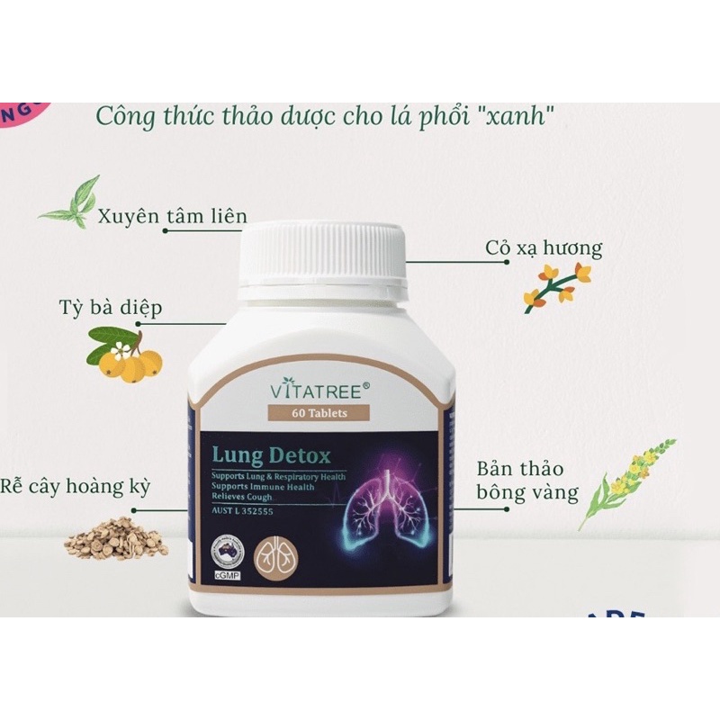 {XẢ KHO} VIÊN THẢI ĐỘC PHỔI LUNG DETOX VITATREE 60 VIÊN DATE 2025