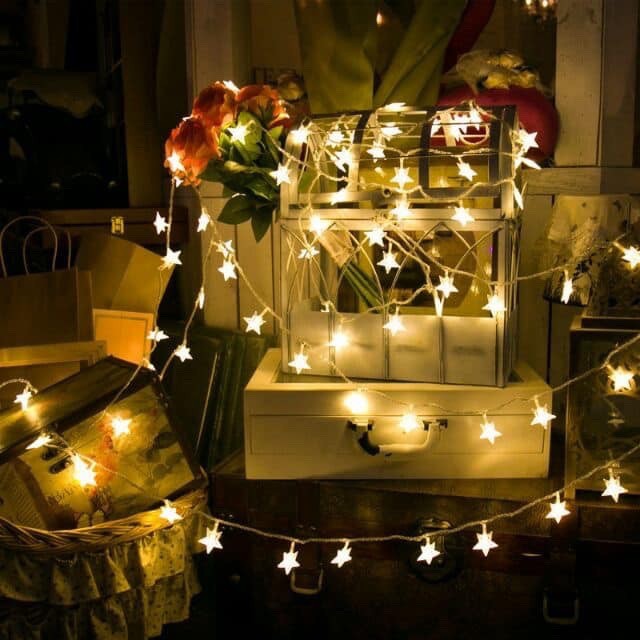 LED Fairy Lights - Đèn Đom Đóm Bóng hình Ngôi Sao 3m 30 bóng Chạy Pin AA Trang trí lễ Giáng Sinh Noel đẹp lung linh