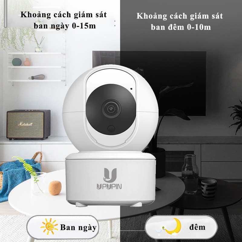 UPUPIN Camera wifi 2k xoay an ninh trong nhà gia đình đàm thoại 2 chiều 1296p 3mp giám sát 32GB hoặc thẻ 64GB