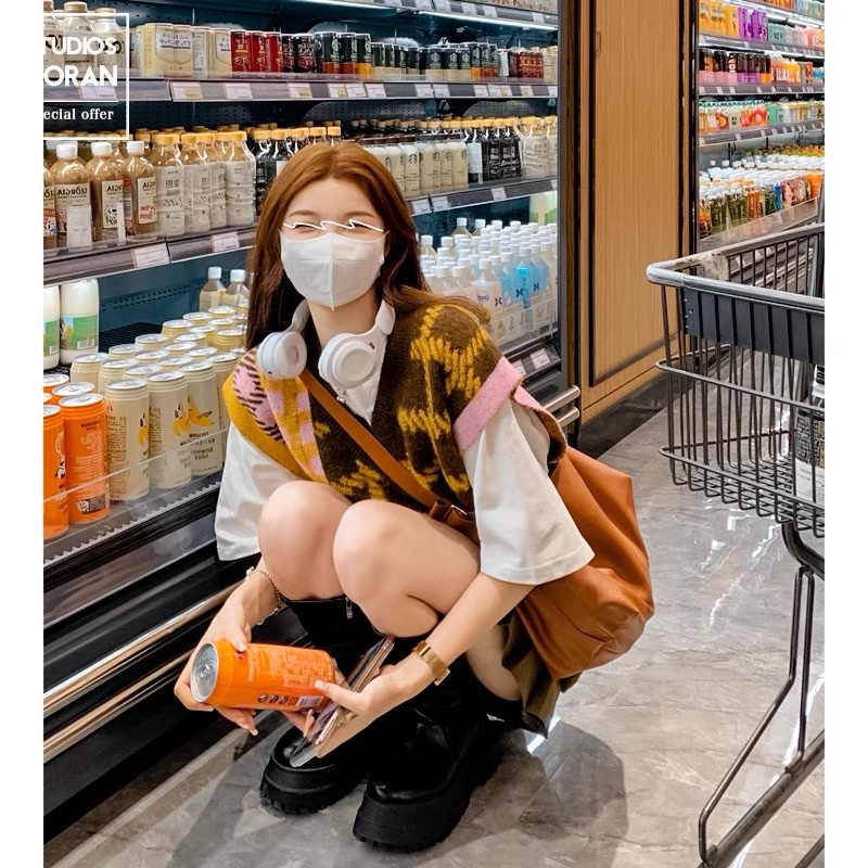 Set Áo Gile kẻ + Chân váy Xếp ly đáng yêu