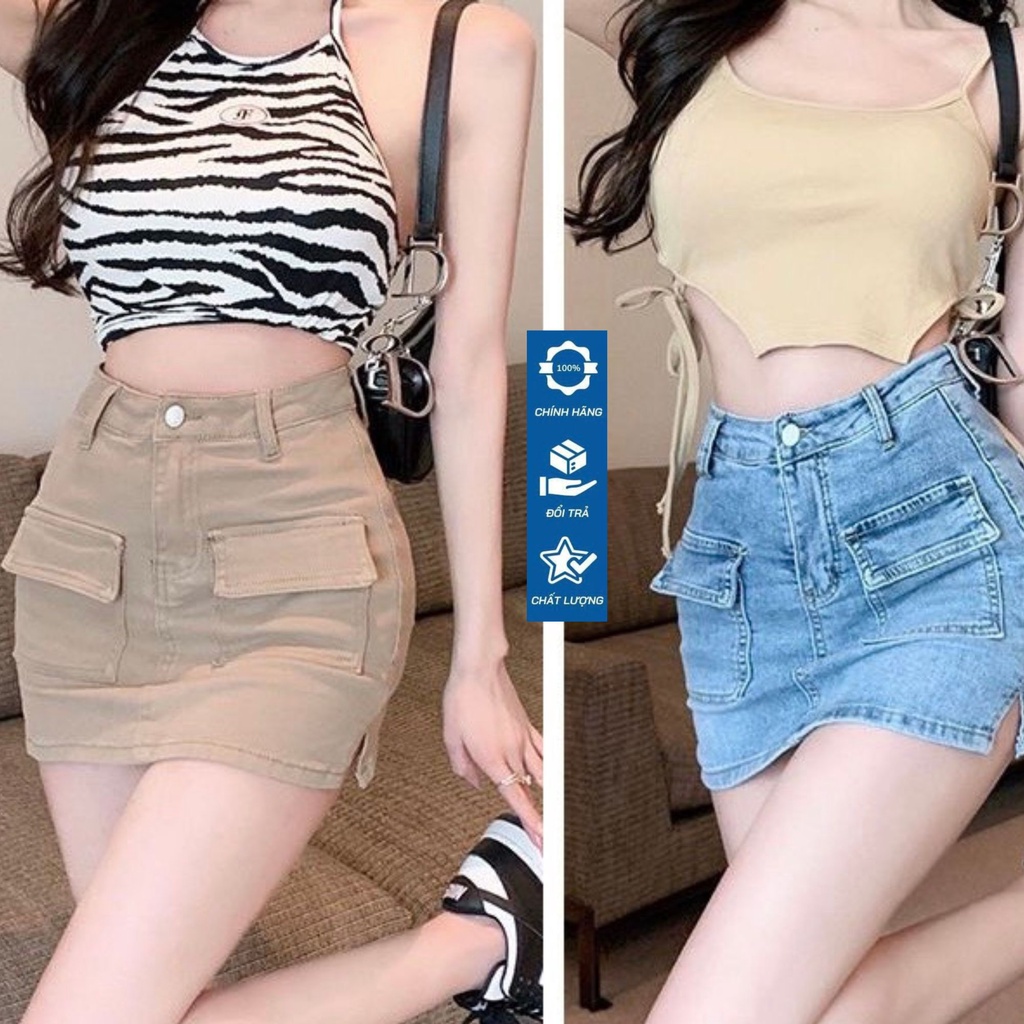 Chân Váy Body Chữ A Denim Co Dãn Cạp Cao Ôm Sát Có Túi Phong cách Cá Tính Phù Hợp Đi Chơi Đi Dạo Phố Cv4801