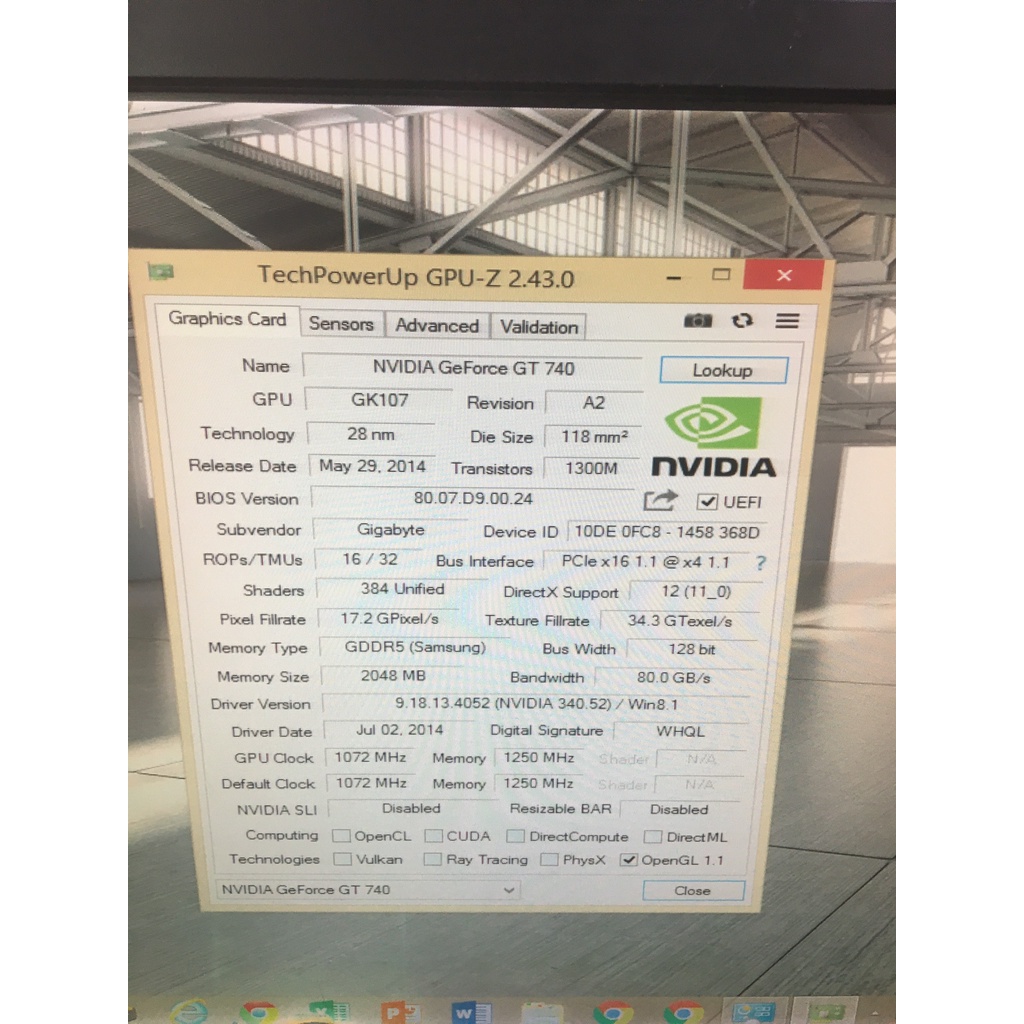 Card màn hình GT740 Gigabyte 2GB DDR5 128Bit