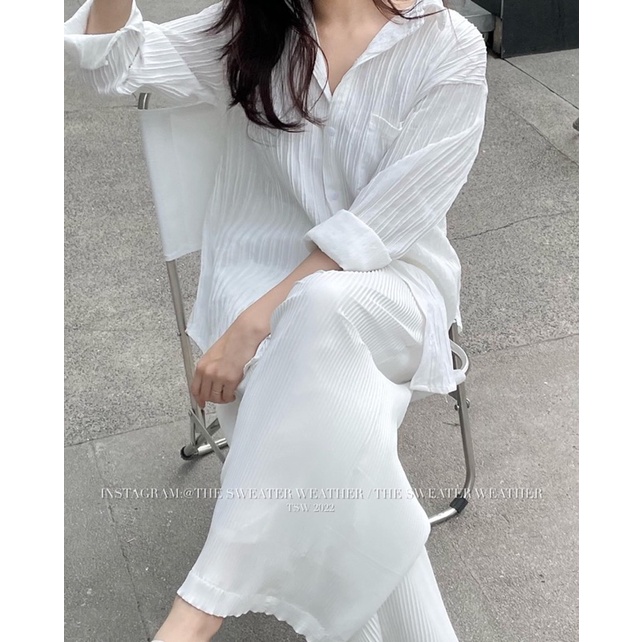 Sơ mi nhăn oversize dài tay  Tiệm Nhà Cá