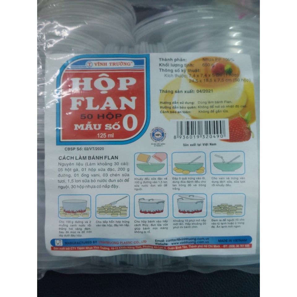 BỘ 50 HỘP BÁNH FLAN RAU CÂU SỮA CHUA 7.5CM KÈM NẮP ĐẬY - MẪU SỐ 0 - 125 ml