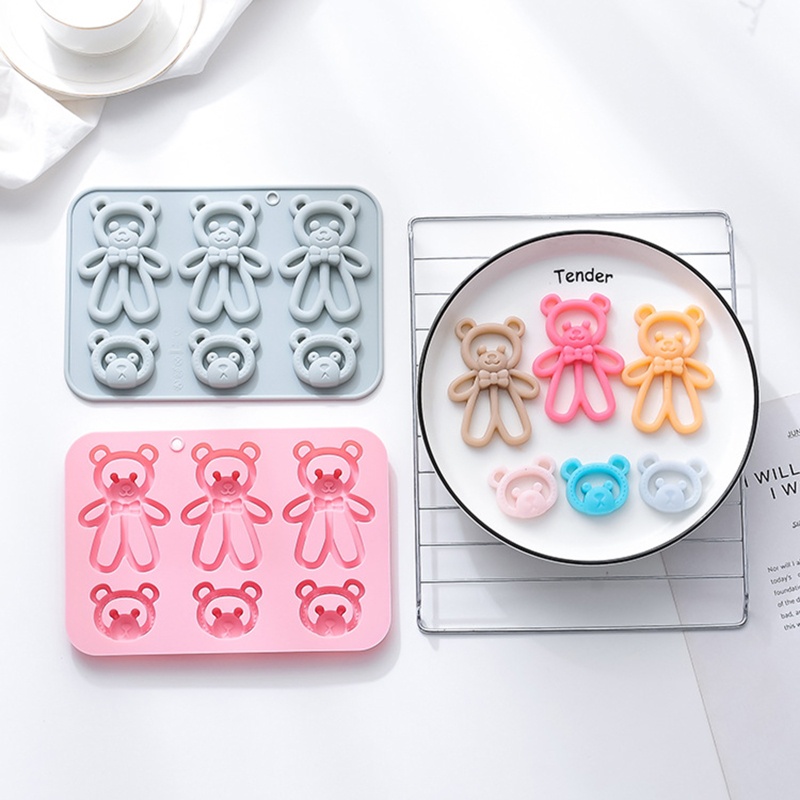 Khuôn Silicone Làm Bánh Hình Gấu 6 Ngăn DIY