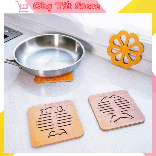 Miếng lót đĩa nồi bằng gỗ sang chảnh (14,5cmx14,5cm) 88036 Chợ Tốt Store