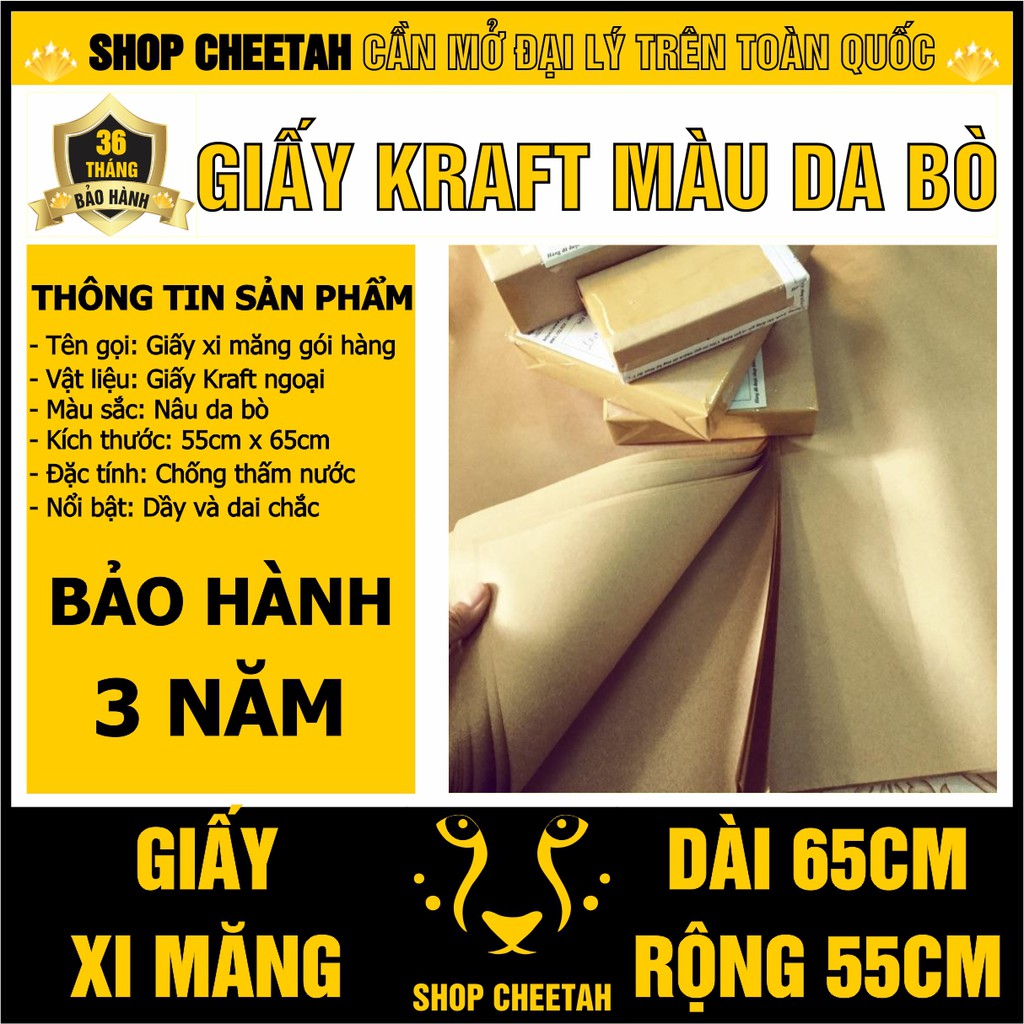 Giấy xi măng gói hàng – Giấy Kraft màu da bò – KT: 65cm x 55cm – Giấy ngoại