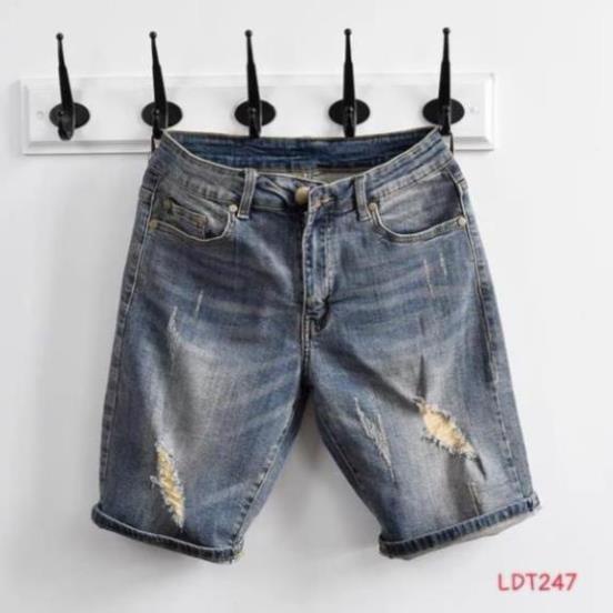 Quần Short Jean Nam Đẹp Chất Bò Co Giãn Cao Cấp, Quần Ngố rách Mẫu Mới Phong Cách Hàn Quốc Q247 Đẹp ! ! !
