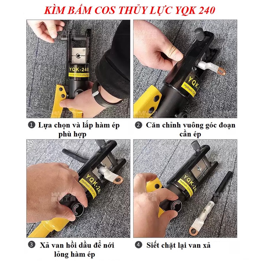 Kìm Bấm Cos Thủy Lực YQK240 - Phạm Vi Ép 16-240mm2 - Hàng Nội Địa Cao Cấp - Bảo Hành 6 Tháng