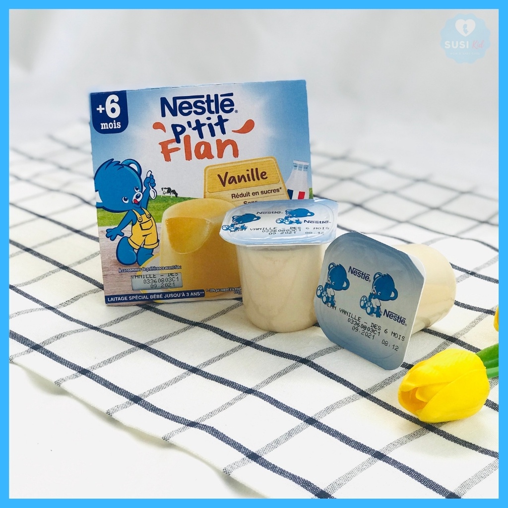 [ĂN DẶM] Bánh Flan Nestle Pháp Cho bé ăn dặm từ 6th+ ( khay/4 hũ*100g)  Date 2022