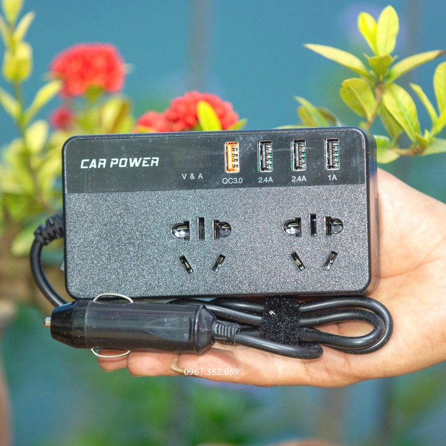 Tẩu chuyển đổi điện INVERTER 24V lên 220V dùng trên các dòng ô tô công suất 200W