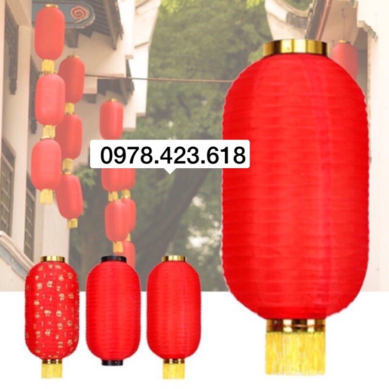 Đèn lồng trụ dài 50cm - đèn lồng Hồng Kông - đèn lồng Nhật chống nước treo ngoài trời