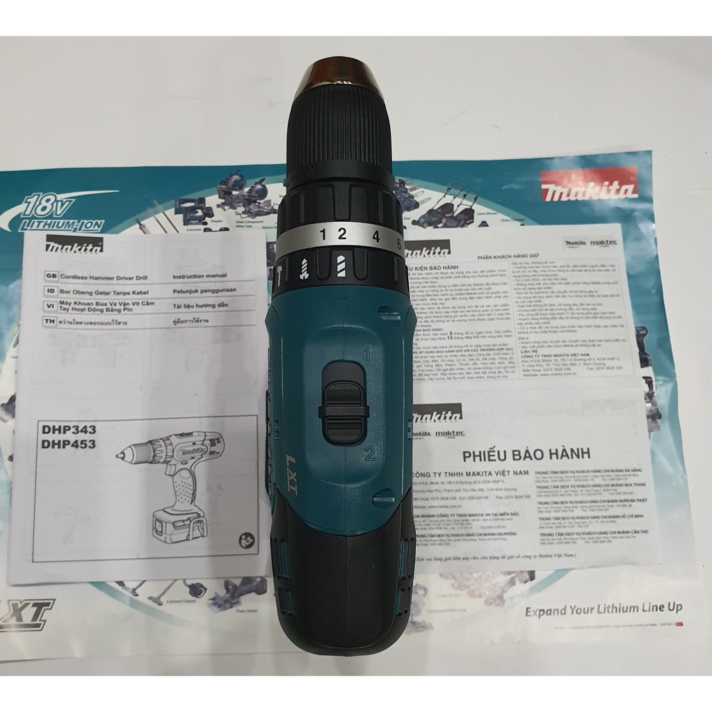 Máy khoan búa vặn vít dùng pin Makita DHP453Z 18V