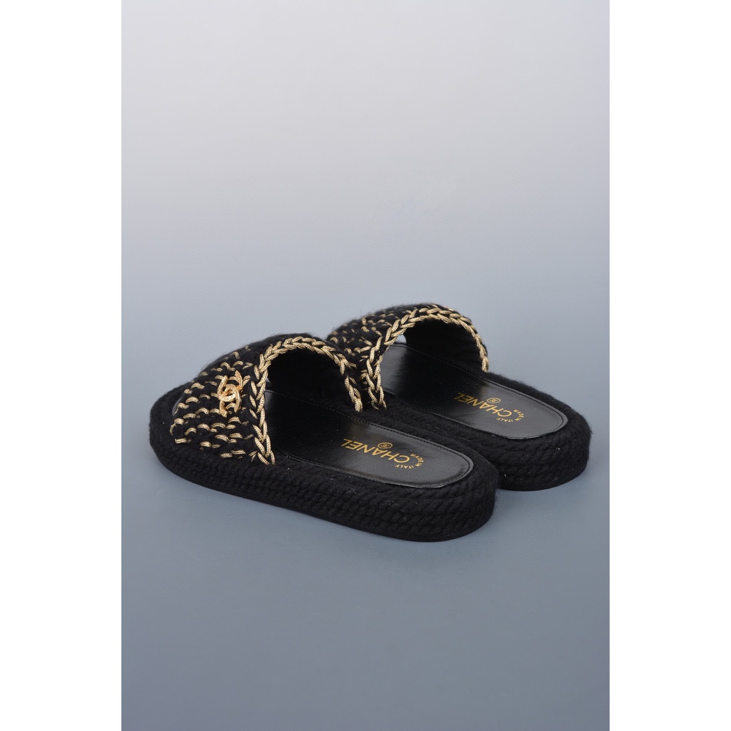 Mules Dệt Kim Phản Chiếu Màu Đen. G38189 X56418 94305 Không Hộp