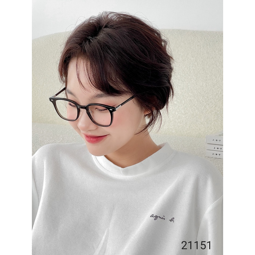 Kính gọng vuông nam nữ LILYEYEWEAR chất liệu nhựa dày dặn mắt giả cận thiết kế thời trang 21151