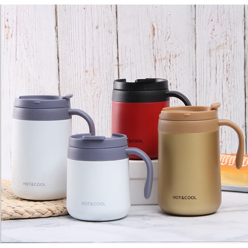 Ly giữ nhiệt nóng lanh HOT & COOL có tay cầm cao cấp 350 ml  500ml loại tốt - ly uống trà - bình nước g