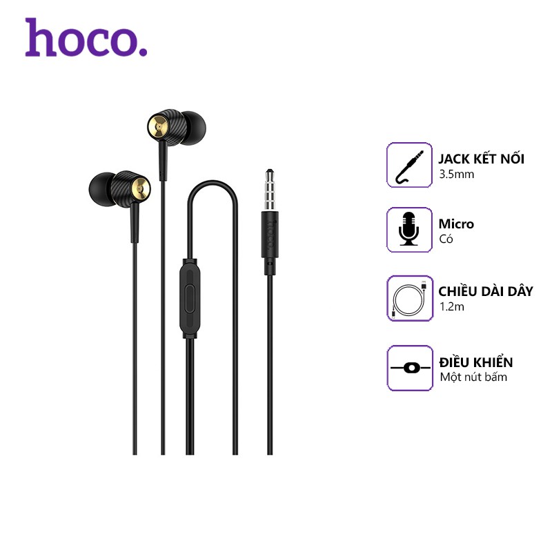 Tai nghe dây Hoco M70 jack 3.5mm, dài 1.2m, tương thích nhiều thiết bị