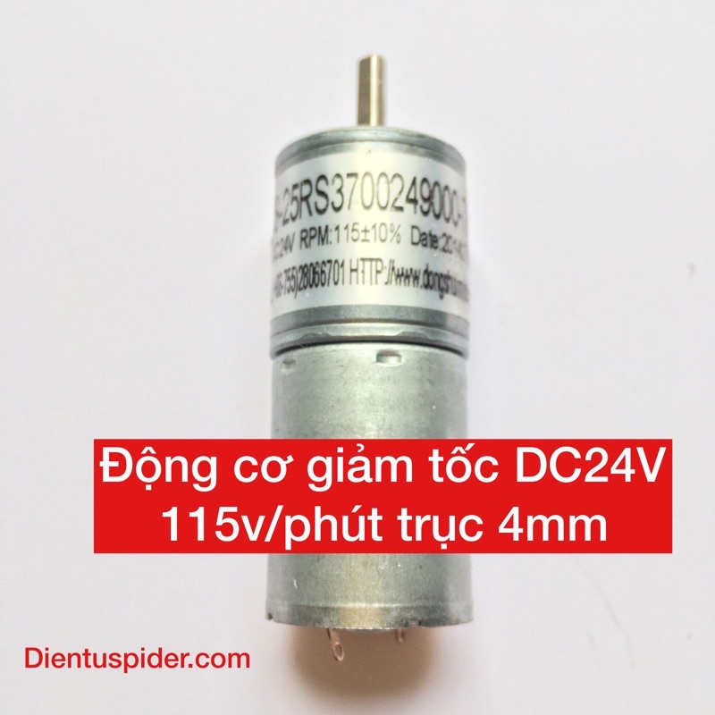 Động cơ giảm tốc DC24v 115 vòng/phút, trục động cơ 4mm