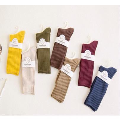Tất vớ cổ cao nam nữ Vintage Hàn Quốc len gân loại xịn siêu MỊN