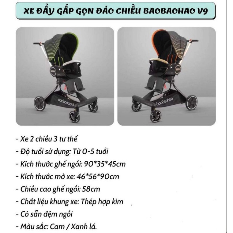 Xe đẩy 2 chiều dạo chơi gấp gọn Baobaohao V1, V3, V5, V5B, V8,V18 hàng chính hãng Bảo hành 12 tháng