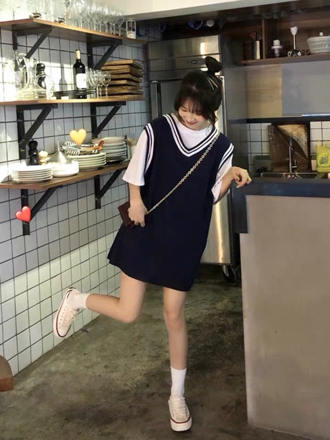 Áo váy tanktop bóng rổ viền tay ulzzang hàn quốc