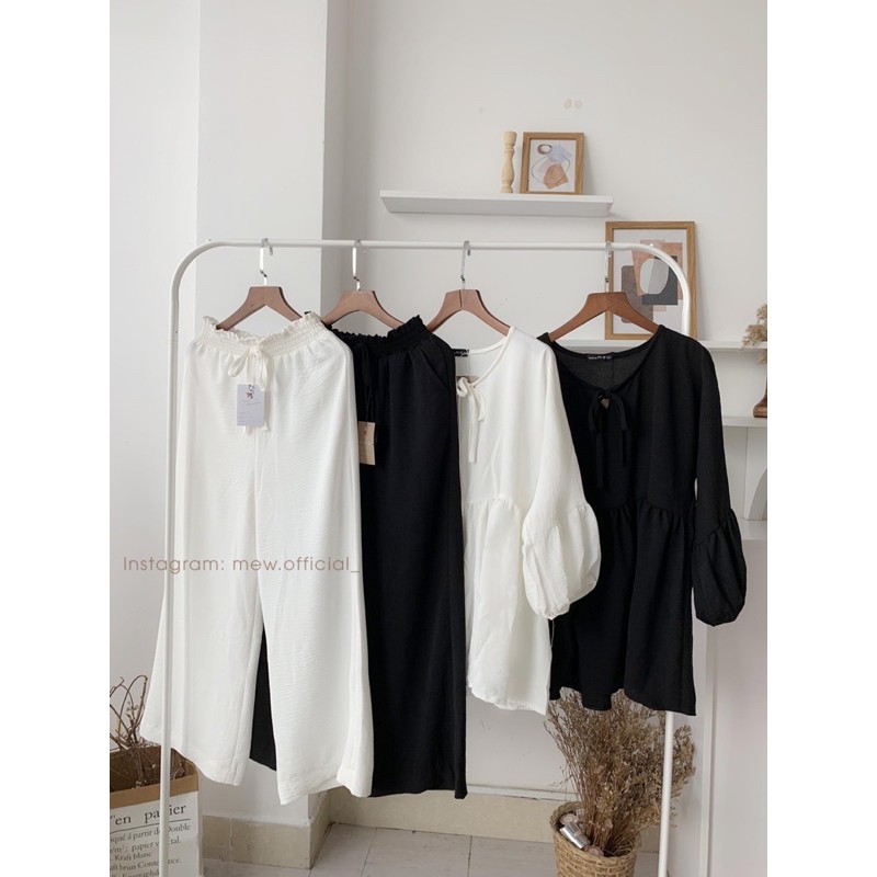 Set Babydoll & Quần Culottes cạp chun, ảnh thật | BigBuy360 - bigbuy360.vn