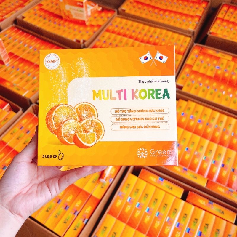 Viên sủi MULTI KOREA vị cam, bổ sung 12 vitamin, tăng sức đề kháng, thanh nhiệt mát gan, 1 hộp 5 tuýp (1 tuýp 20 viên)