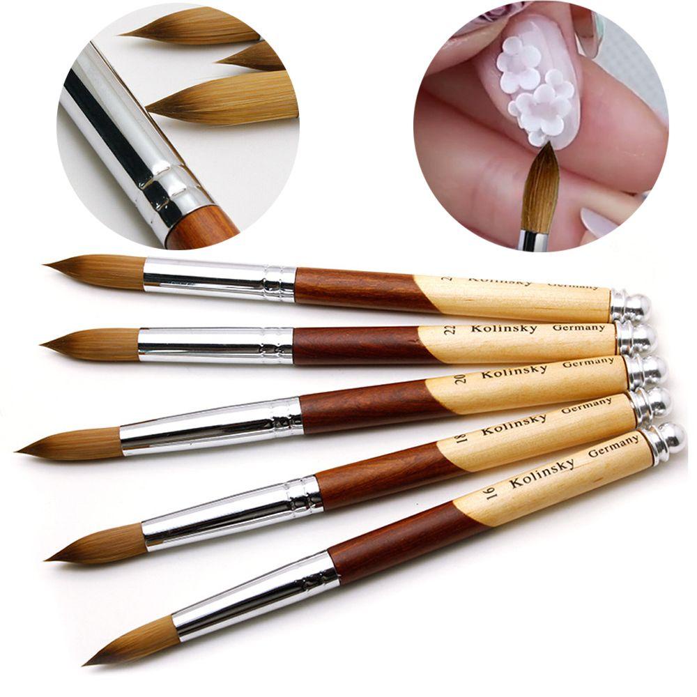 SHOOGYY Acrylic Nail Art Brush Kit Powder Wood Handle Oval Crimped Shaped Professional Salon Quality Manicure Tools