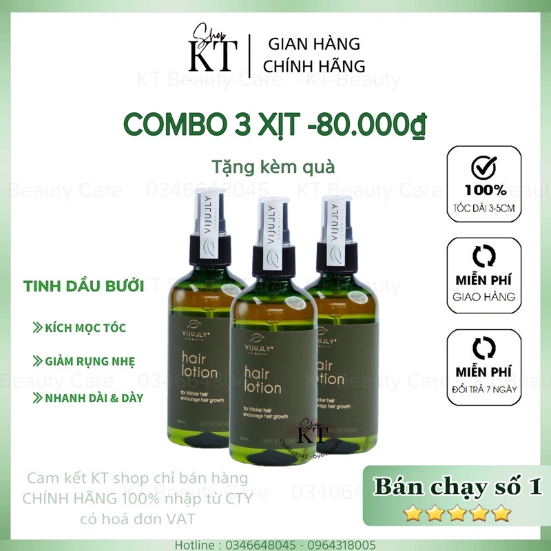 COMBO 3 CHAI XỊT KÍCH MỌC TÓC VIJULY  Giúp Ngăn Ngừa Rụng Tóc, Kích Mọc Tóc, Dưỡng Tóc Bóng Mượt  [ CHÍNH HÃNG 100%]