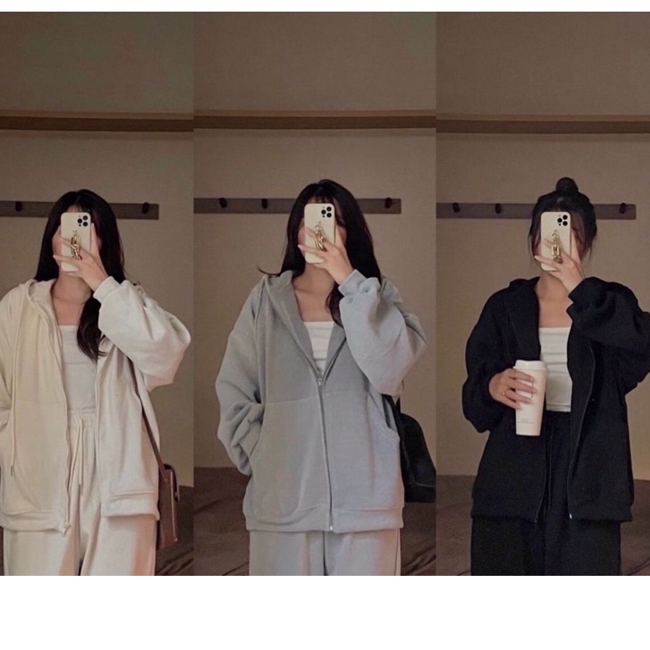 [Ảnh thật/Video]Áo khoác nỉ gân tăm loại 1 thiết kế hai lớp dày dặn Áo hoodie mũ to form rộng hàng Quảng châu