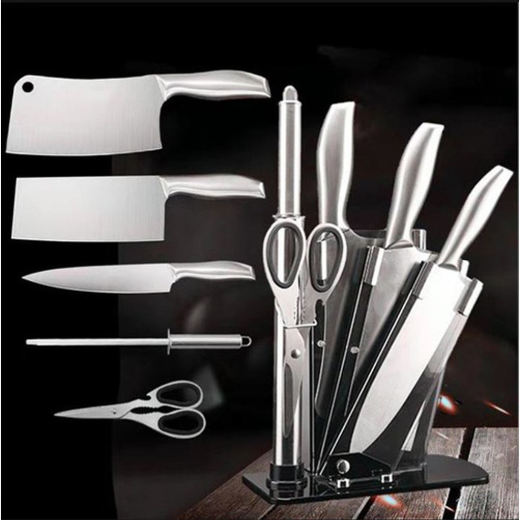 Bộ Dao Kéo 6 Món Nhật Bản Cao Cấp, Sét Dao 6 MónThép Nhật Bản Chống Gỉ Tặng Kèm Khay.