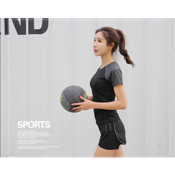 Bộ đồ tập Gym nữ 2 món 20Sport 💖 𝑭𝑹𝑬𝑬𝑺𝑯𝑰𝑷 💖 Set áo thun và quần đùi 2 lớp thể thao chạy bộ trẻ trung co dãn