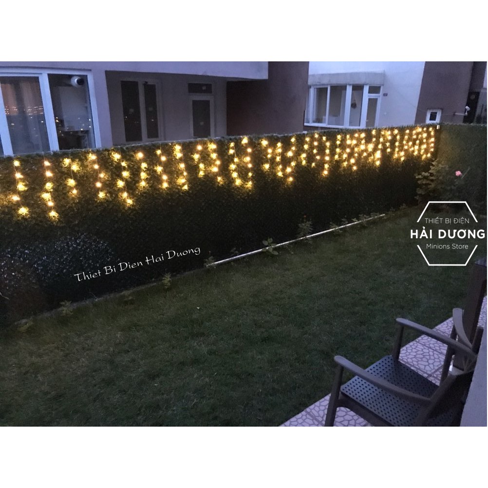 Combo Bộ 20 Đèn nháy thả rèm trang trí 8 chế độ DL456 Ngang 4,5 mét 19 dây thả xuống 40,50,60 cm Có đầu nối