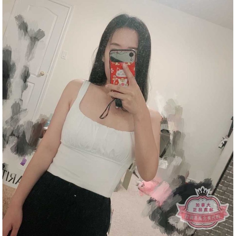 Áo croptop nhún ngực Wilfred Orbit Tank Aritzia