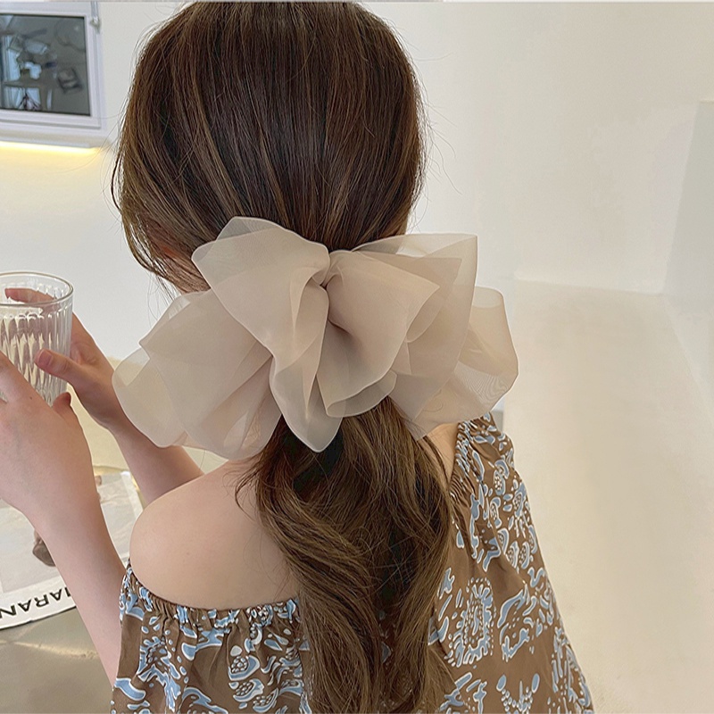 Kẹp Tóc Nơ Vải Voan Cỡ Lớn Thời Trang Mùa Xuân Xinh Xắn Cho Nữ