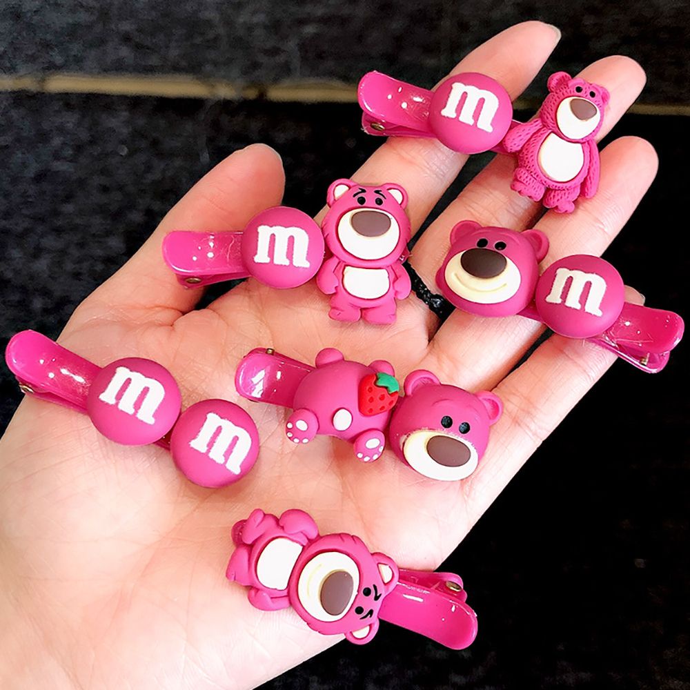 Kẹp Tóc Acrylic Hình Gấu Dâu Tây Dễ Thương Phong Cách Hàn Quốc Cho Nữ