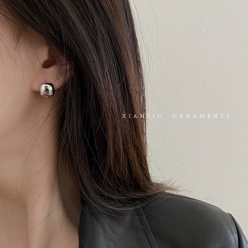 Khuyên tai mạ bạc nữ ko gỉ square KT29 bông tai nữ thiết kế đơn giản Shela.accessories