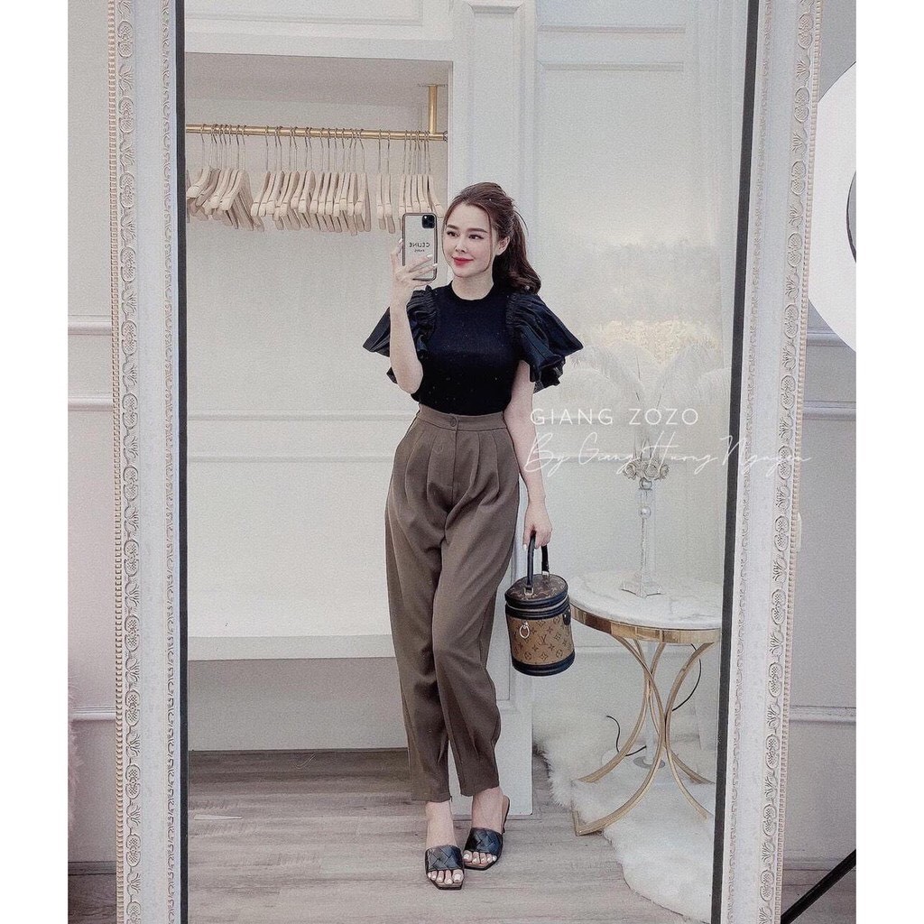 Quần baggy cao cấp kiểu dáng công sở ống khóa kéo chân tôn dáng