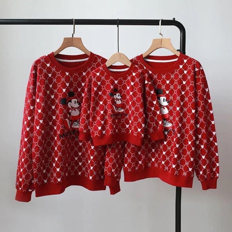Set 3 món nỉ lót bông gia đình Áo hoodie nỉ gia đình cao cấp hàng quảng châu Familylove – Set họa tiết Mickey dễ thương