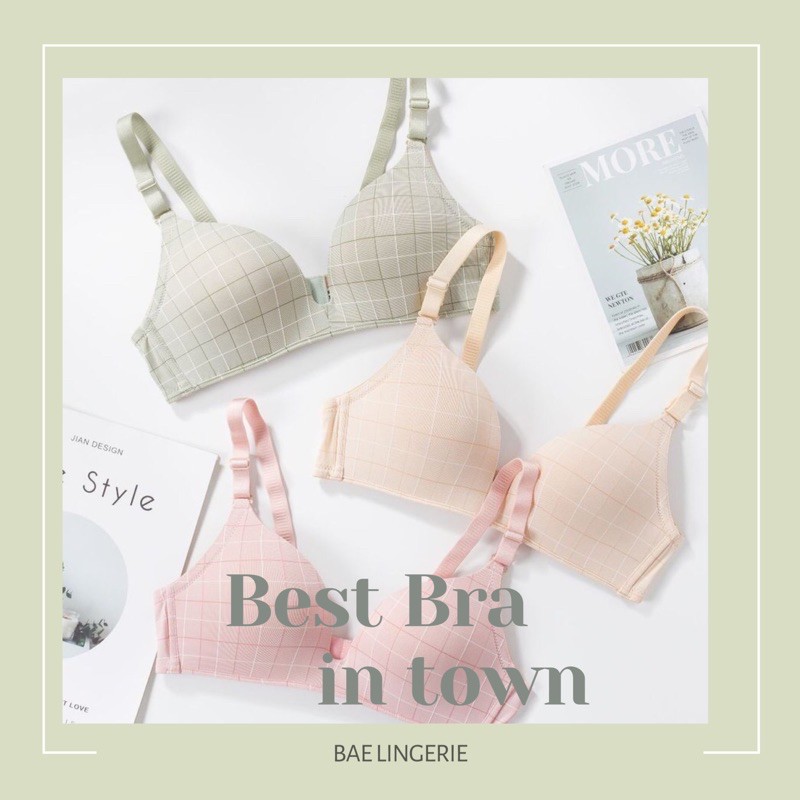 (Đủ size) Áo Ngực Không Gọng Thoải Mái Đệm Mỏng Áo Lót Kẻ caro CAMELIA - Bae Lingerie