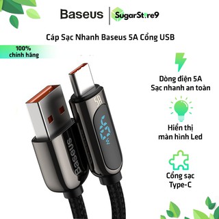 Dây sạc nhanh - cáp sạc nhanh baseus 5a usb c có màn hình led kỹ thuật số hiển thị điện áp cho samsung xiaomi