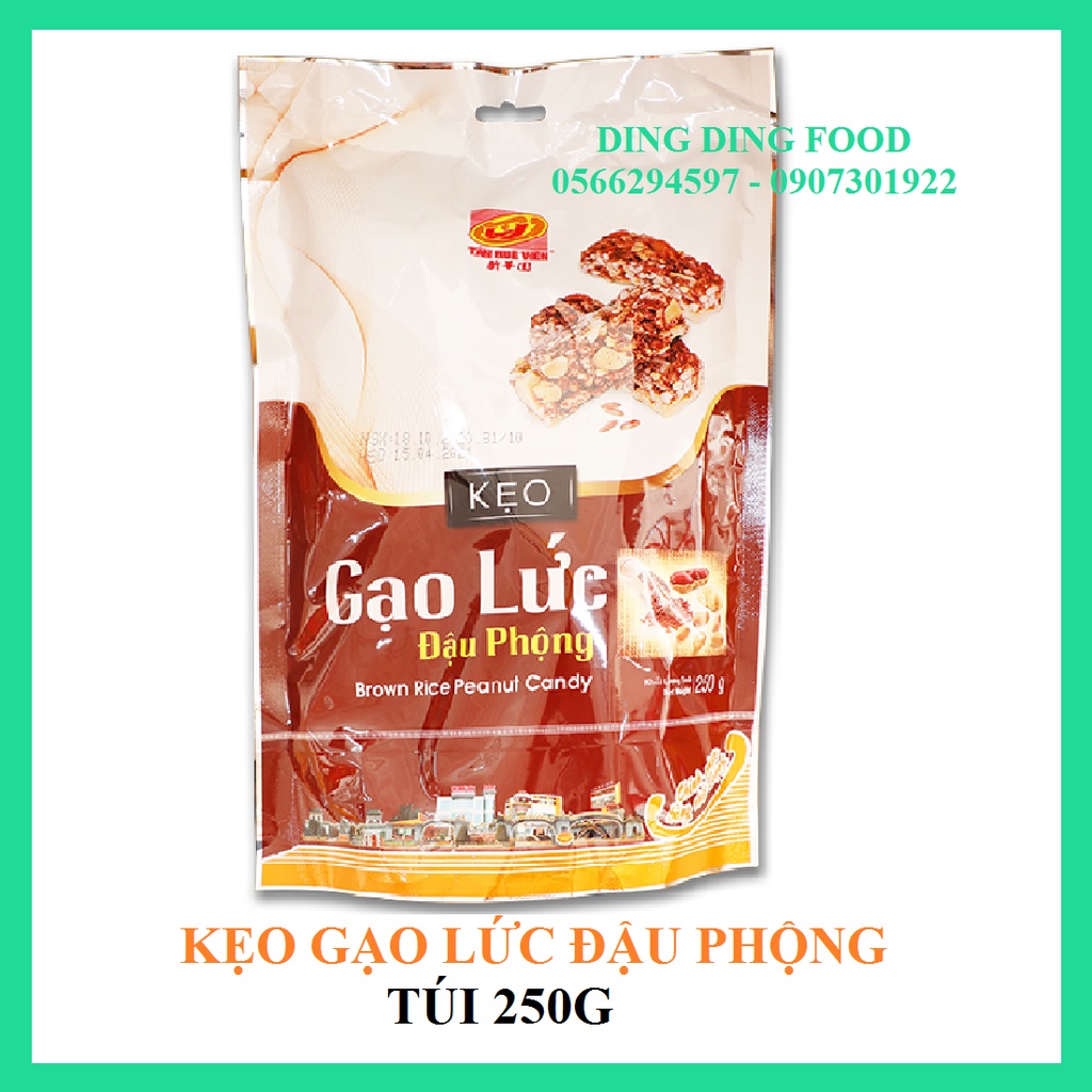 [1 TÚI] Kẹo Gạo Lức Đậu Phộng 250g Tân Huê Viên| Đặc Sản Sóc Trăng| Kẹo Dinh Dưỡng| Ăn Vặt - DING DING FOOD