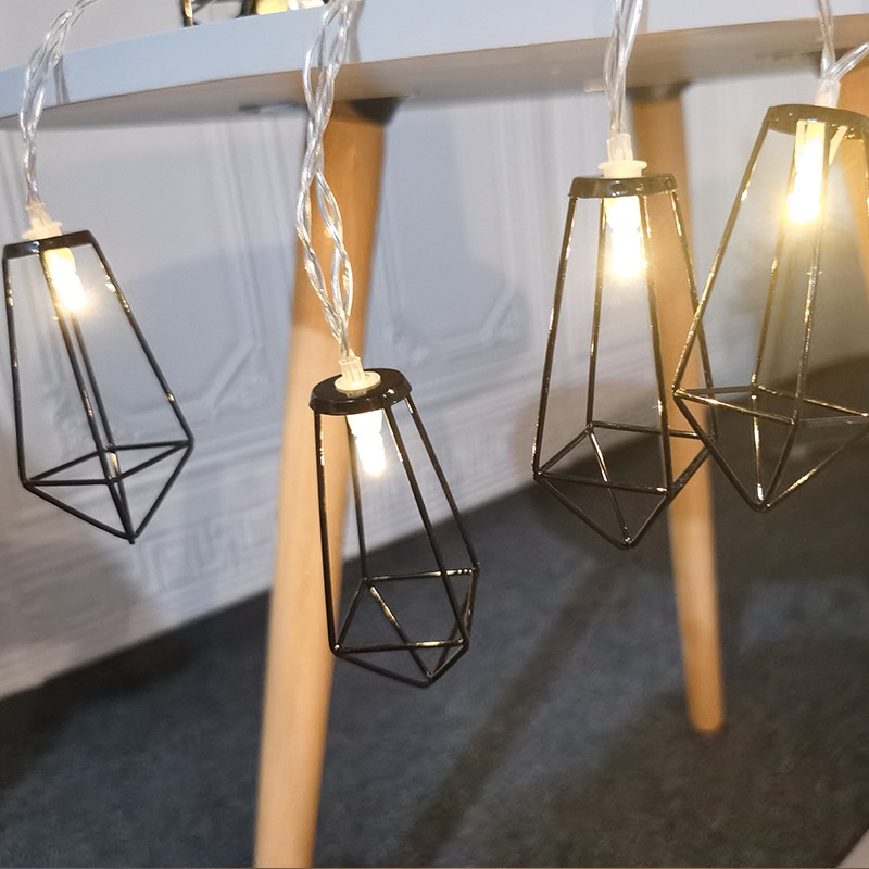 Dây Đèn led Bằng Sắt Hình Giọt Nước Màu Đen Phong Cách Mới Dùng Trang Trí